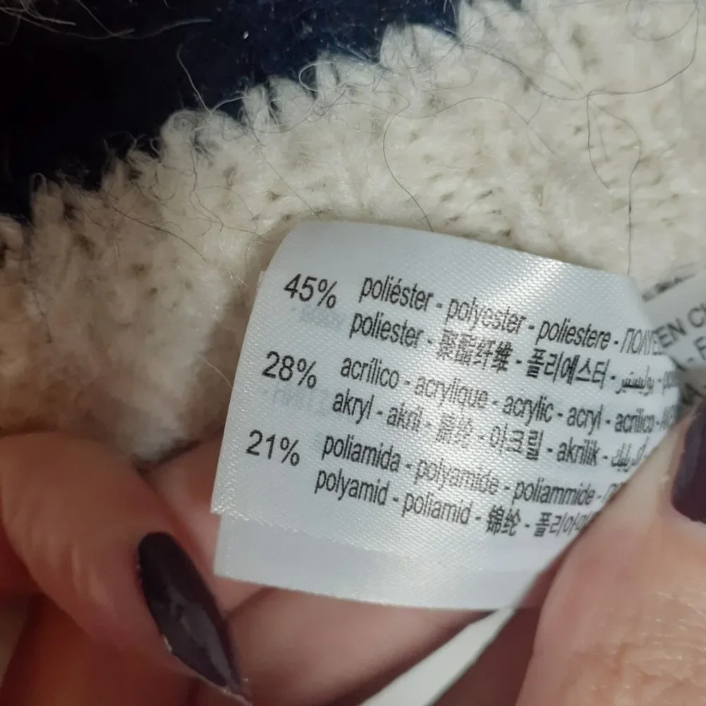 Nwot Zara Wool Blend Cream And Navy Striped Sweater - Picture 7 of 14